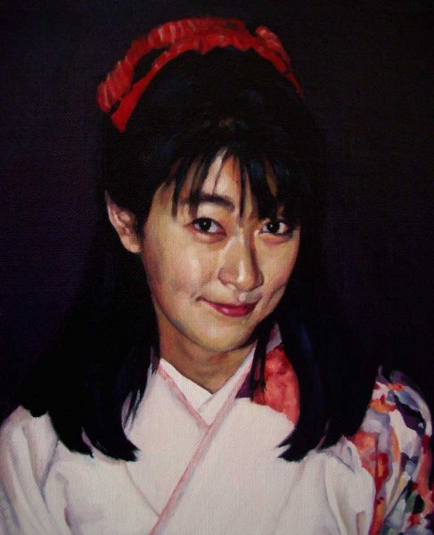 Portrait of Natsuyo Sato - oil on linen canvas 22x26.5 cm 1994