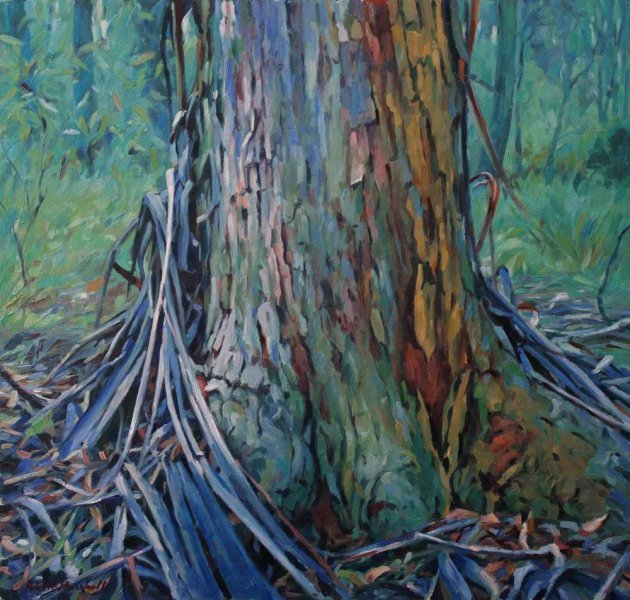 Tree in winter light - oil on board 43x45.5cm 2013-14