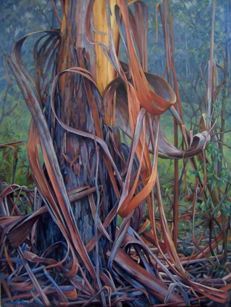 A Heart of Bark in Bushfire Haze - oil on canvas 66x88cm 2013