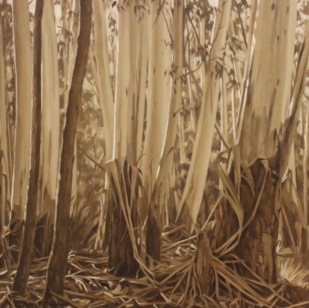 A Wooded Glen - oil on gessoed paper 38x38cm 2015