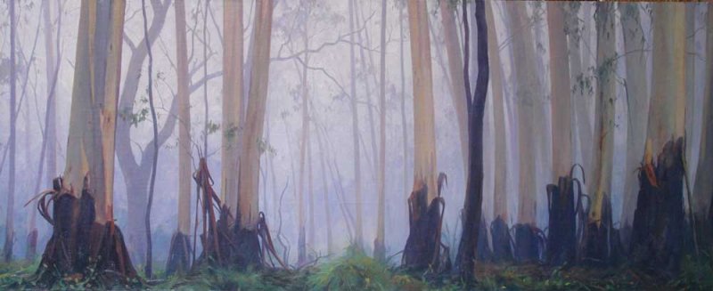 Dawn moving through the Trees46x112cm 2015