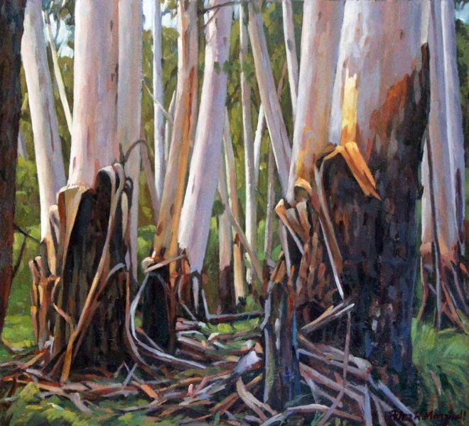 Woodland Gums - oil on gessoed paper 27.5x30cm 2015