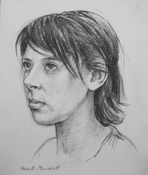 Portrait study - charcoal on paper 22x27 cm 2009