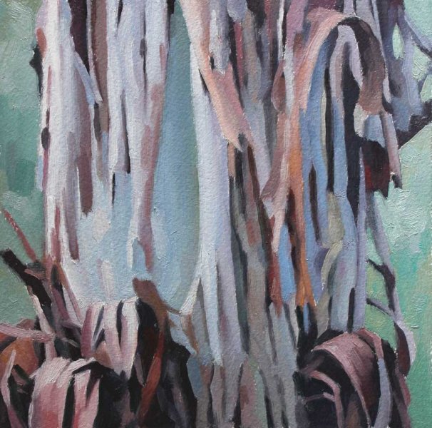 Tree study March 2017 oil on sealed paper 15.5x15.5cm