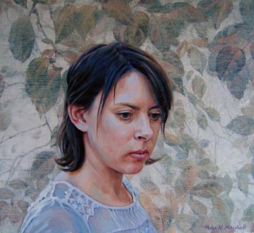 Freya and the memory of soft European foliage - oil on canvas 42x46 cm 2009