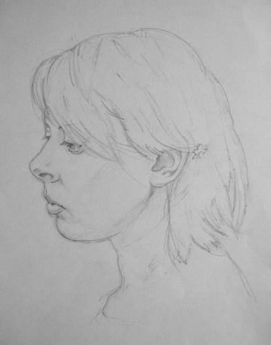 Portrait sketch of Freya - pencil on paper 2009